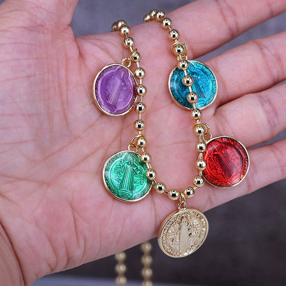 Wholesale Necklace Copper Titanium Steel Geometric Oil Drop Pendant Ball Chain Electroplating
