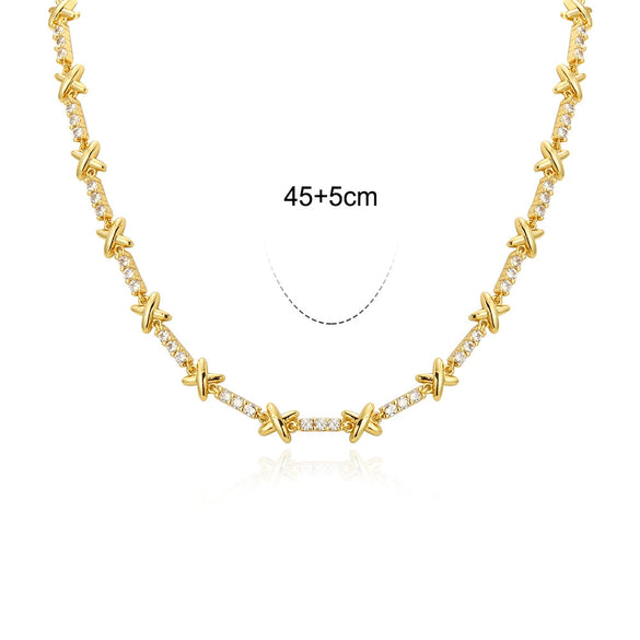 Wholesale Necklace Copper Xshaped Inlay Zircon