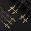 Wholesale Necklace Copper Zircon Electroplated Real Gold Geometric Cross Pendant For Women