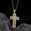 Wholesale Necklace Copper Zircon Electroplated Real Gold Geometric Cross Pendant For Women