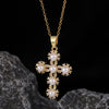 Wholesale Necklace Copper Zircon Electroplated Real Gold Geometric Cross Pendant For Women