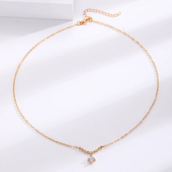Wholesale Necklace Copper Zircon Electroplating Geometric Heart Shape For Women