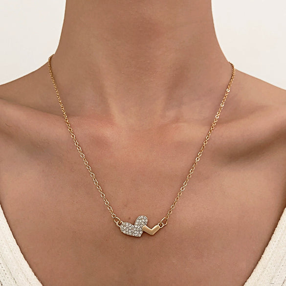 Wholesale Necklace Copper Zircon Electroplating Geometric Heart Shape For Women