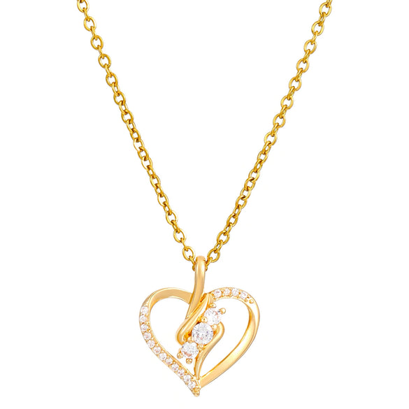 Wholesale Necklace Copper Zircon Electroplating Geometric Heart Shape For Women