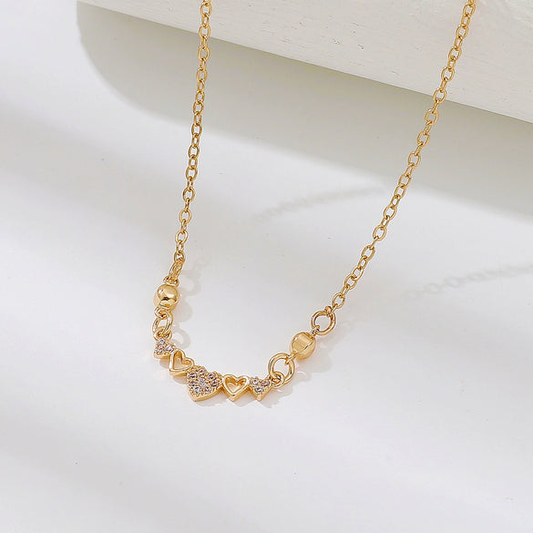 Wholesale Necklace Copper Zircon Electroplating Geometric Heart Shape For Women