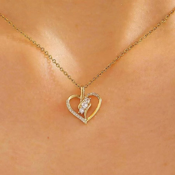 Wholesale Necklace Copper Zircon Electroplating Geometric Heart Shape For Women