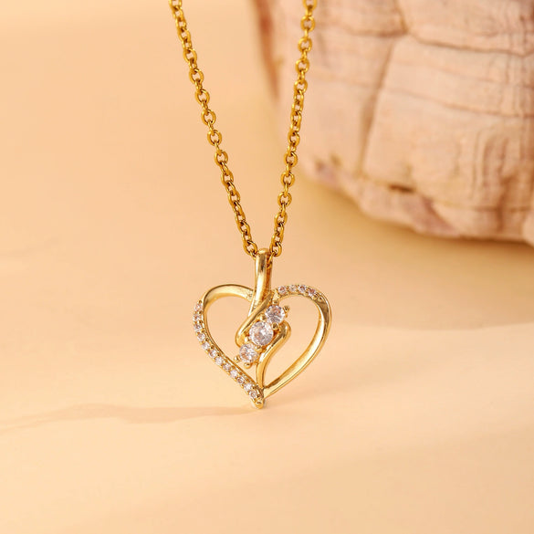 Wholesale Necklace Copper Zircon Electroplating Geometric Heart Shape For Women