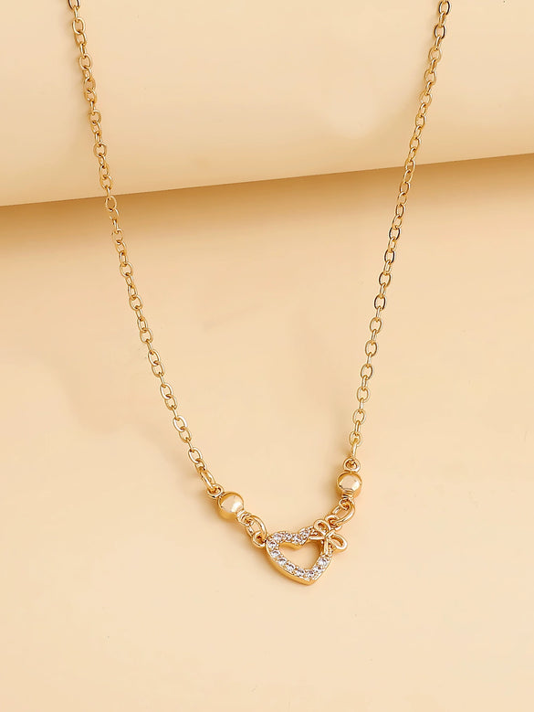 Wholesale Necklace Copper Zircon Electroplating Geometric Heart Shape For Women