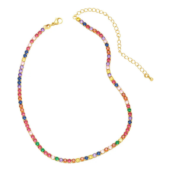 Wholesale Necklace Copper Zircon Geometric Hiphop Style Electroplating