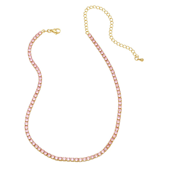 Wholesale Necklace Copper Zircon Geometric Hiphop Style Electroplating