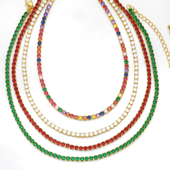 Wholesale Necklace Copper Zircon Geometric Hiphop Style Electroplating
