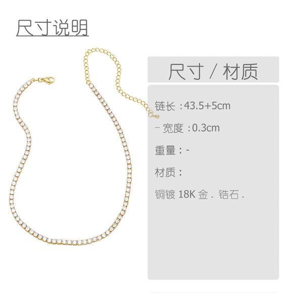 Wholesale Necklace Copper Zircon Geometric Hiphop Style Electroplating