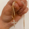 Wholesale Necklace Cross Pendant Zircon Rhinestone Box Chain Titanium Steel Simple Style
