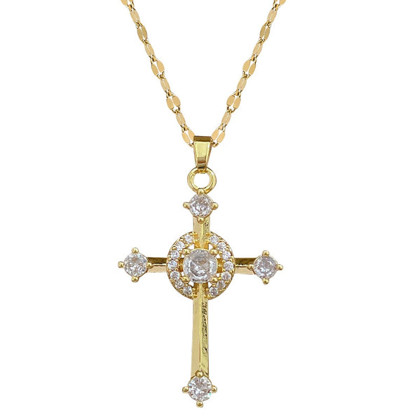 Wholesale Necklace Cross Zircon Light Luxury Gorgeous Diamond Titanium Steel Copper Chain For Female