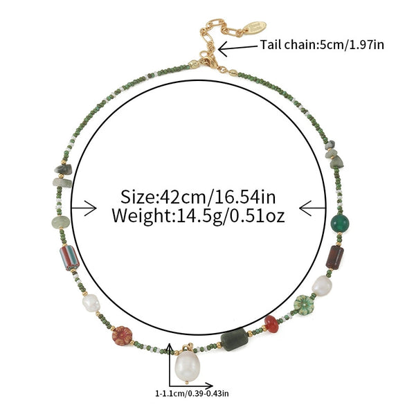 Wholesale Necklace Czech Beads Natural Freshwater Pearls Red Agate Copper Geometric Electroplated O Word Chain For Women
