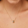 Wholesale Necklace Double Ring Zircon Copper 14K Gold Plated Ochain Pendant For Women