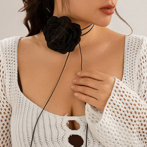 Wholesale Necklace Fabric Wax Thread Winding Geometric Flower Handmade Retro Style