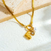 Wholesale Necklace Fashion Retro Gold Plated Stainless Steel Bow Pendant Accessories