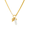 Wholesale Necklace Fashion Retro Gold Plated Stainless Steel Bow Pendant Accessories