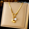 Wholesale Necklace Fashion Retro Gold Plated Stainless Steel Bow Pendant Accessories