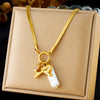 Wholesale Necklace Fashion Retro Gold Plated Stainless Steel Bow Pendant Accessories