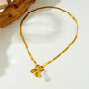 Wholesale Necklace Fashion Retro Gold Plated Stainless Steel Bow Pendant Accessories