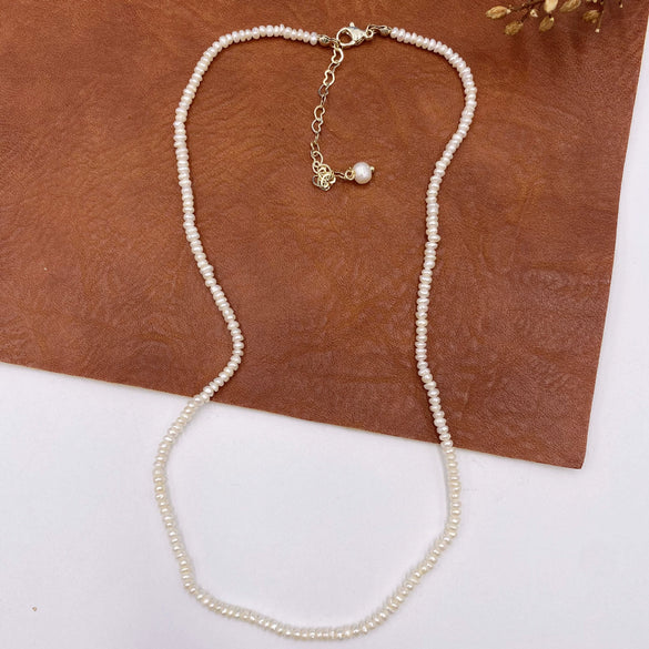 Wholesale Necklace Fresh Water Pearl Copper Gold Injection Process Geometric Vintage Irregular Rice Beads Handmade