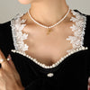 Wholesale Necklace Freshwater Pearl Chain 316L Stainless Steel Gold Plated Letter Pendant