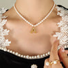 Wholesale Necklace Freshwater Pearl Chain 316L Stainless Steel Gold Plated Letter Pendant