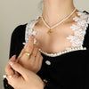 Wholesale Necklace Freshwater Pearl Chain 316L Stainless Steel Gold Plated Letter Pendant
