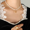 Wholesale Necklace Freshwater Pearl Chain 316L Stainless Steel Gold Plated Letter Pendant
