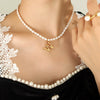 Wholesale Necklace Freshwater Pearl Chain 316L Stainless Steel Gold Plated Letter Pendant
