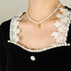 Wholesale Necklace Freshwater Pearl Chain 316L Stainless Steel Gold Plated Letter Pendant