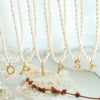 Wholesale Necklace Freshwater Pearl Chain 316L Stainless Steel Gold Plated Letter Pendant