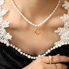Wholesale Necklace Freshwater Pearl Chain 316L Stainless Steel Gold Plated Letter Pendant