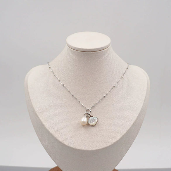Wholesale Necklace Freshwater Pearl Cross Chain Handmade Minimalist Marine Style