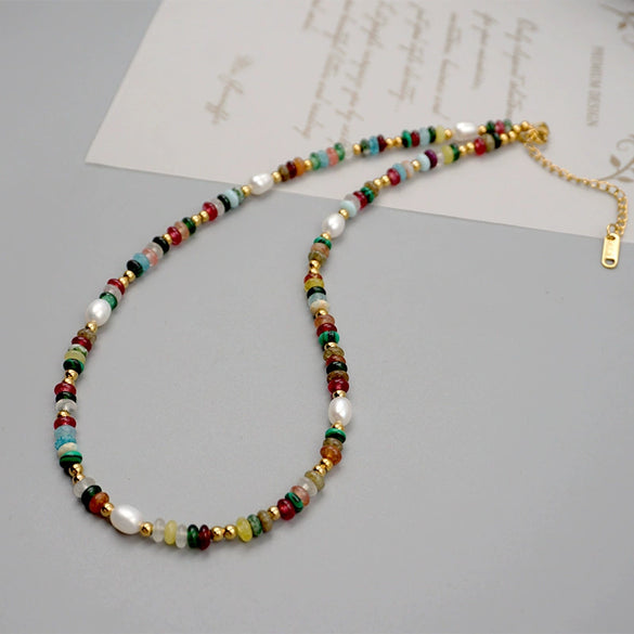 Wholesale Necklace Freshwater Pearl Crystal Beaded Geometric Handmade Retro Design For Women