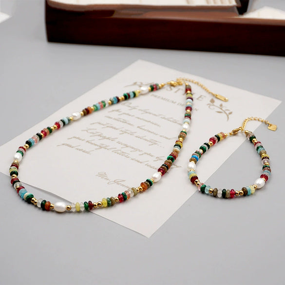Wholesale Necklace Freshwater Pearl Crystal Beaded Geometric Handmade Retro Design For Women