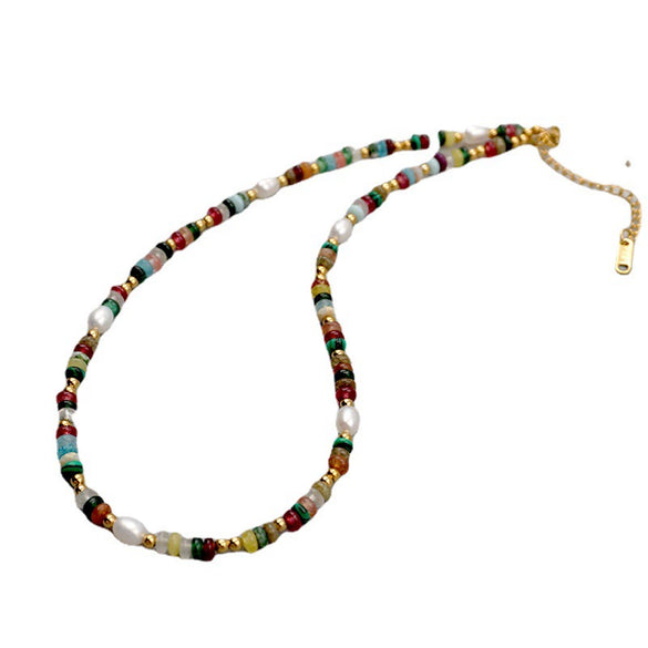 Wholesale Necklace Freshwater Pearl Crystal Beaded Geometric Handmade Retro Design For Women
