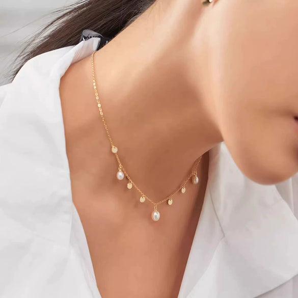 Wholesale Necklace Freshwater Pearl Minimalist Rice Droplet Shape 925 Silver For Girls