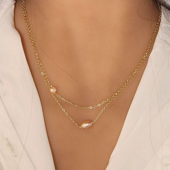 Wholesale Necklace Freshwater Pearl Minimalist Rice Droplet Shape 925 Silver For Girls