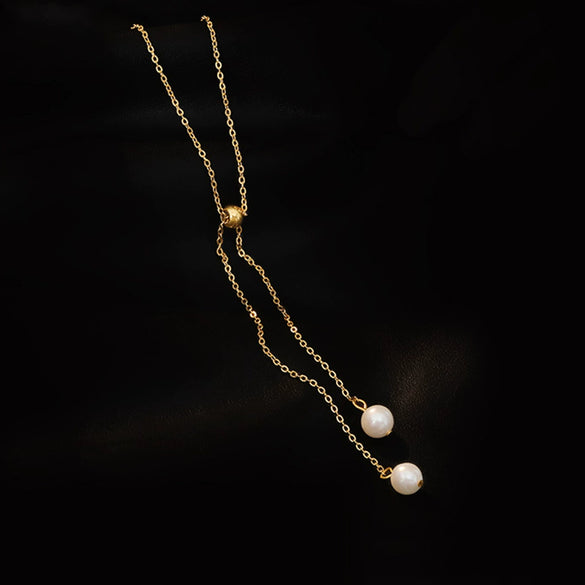 Wholesale Necklace Freshwater Pearl Tassel Vintage Fashion Copper Electroplated Geometric Style
