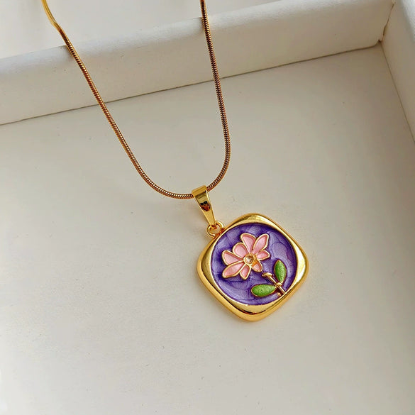 Wholesale Necklace Freshwater Pearl Titanium Steel Copper Flower Electroplating Design For Women