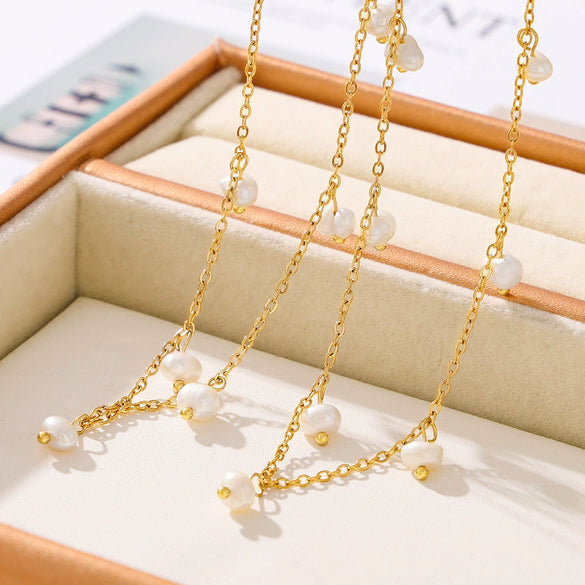 Wholesale Necklace Freshwater Pearl 316L Stainless Steel Geometric Electroplated For Women