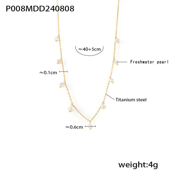 Wholesale Necklace Freshwater Pearl 316L Stainless Steel Geometric Electroplated For Women