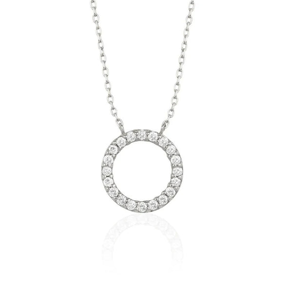Wholesale Necklace Geometric Design Circle Zircon Inlaid Copper O Chain Women's