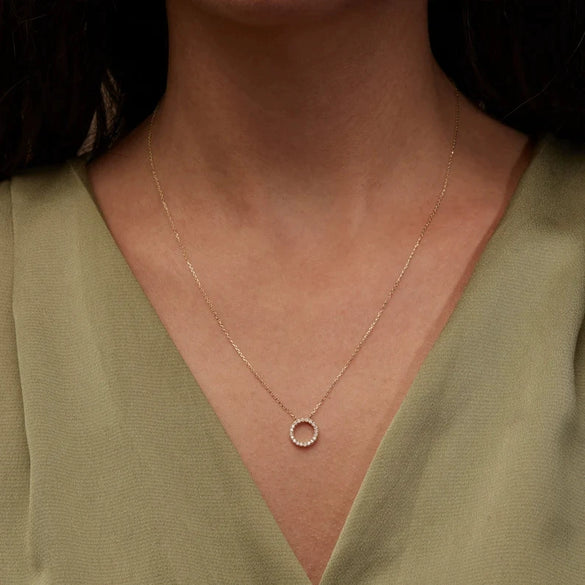 Wholesale Necklace Geometric Design Circle Zircon Inlaid Copper O Chain Women's