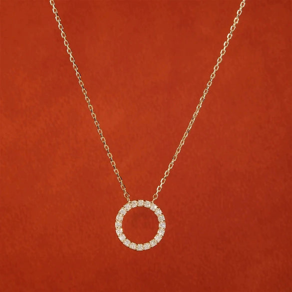 Wholesale Necklace Geometric Design Circle Zircon Inlaid Copper O Chain Women's