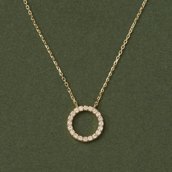 Wholesale Necklace Geometric Design Circle Zircon Inlaid Copper O Chain Women's