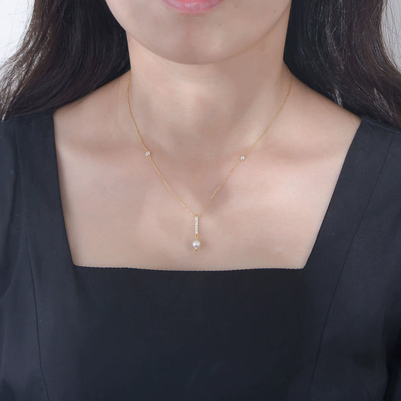 Wholesale Necklace Geometric Tassel Pearl S925 Sterling Silver Zircon